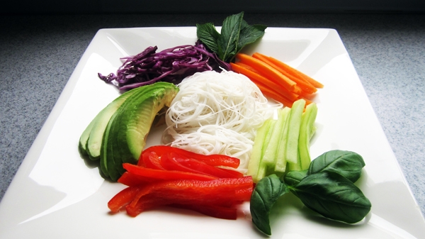 Vietnamese-Style Fresh Spring Rolls (Summer Rolls) with Peanut Sauce - Vegan / Gluten-Free Vietnamese-Style Fresh Spring Rolls (Summer Rolls) with Peanut Sauce - Vegan / Gluten-Free