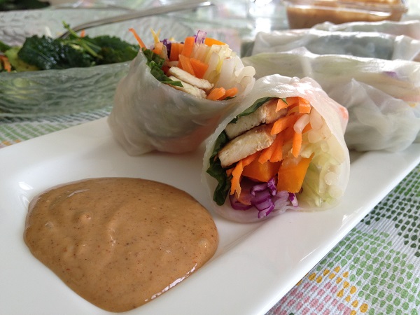 Vietnamese-Style Fresh Spring Rolls (Summer Rolls) with Peanut Sauce - Vegan / Gluten-Free Vietnamese-Style Fresh Spring Rolls (Summer Rolls) with Peanut Sauce - Vegan / Gluten-Free