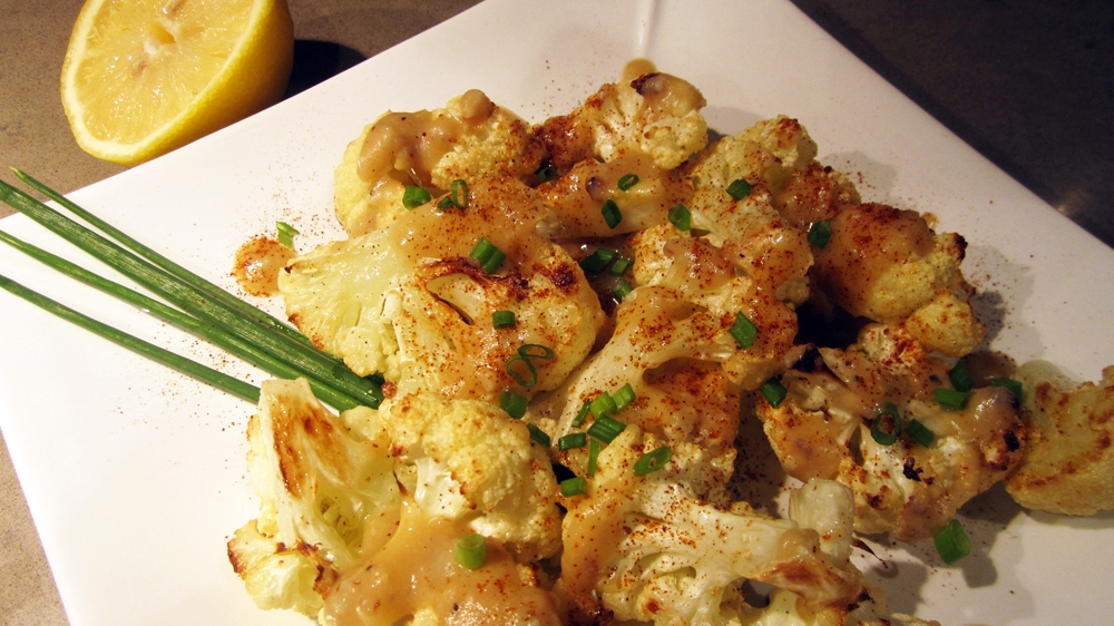 Roasted Cauliflower in Lemon-Tahini Sauce - Vegan and Gluten-Free