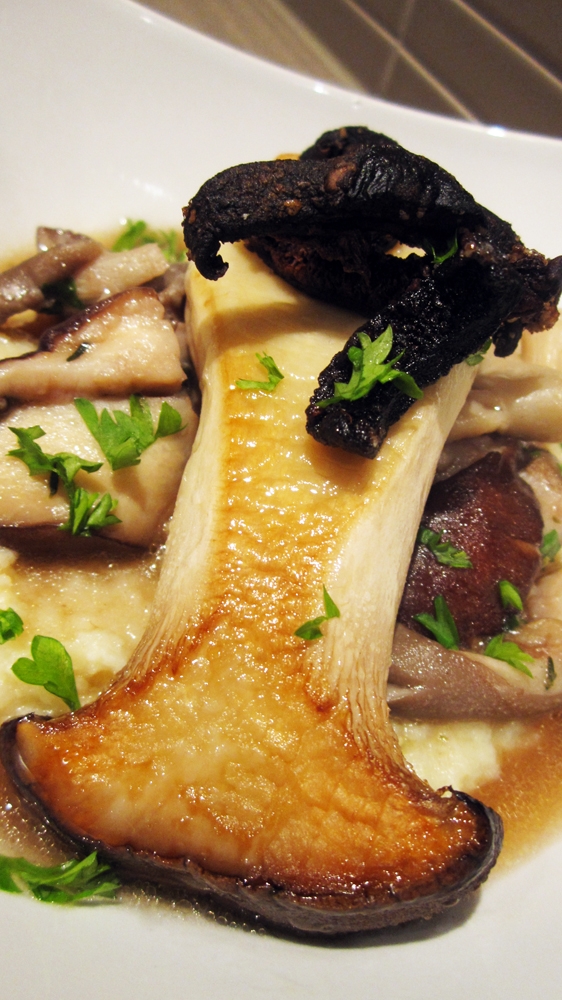 Cauliflower Puree with Mushroom Compote, Seared King Mushroom and Shitake Bacon - Vegan & Gluten-Free Cauliflower Puree with Mushroom Compote, Seared King Mushroom and Shitake Bacon - Vegan & Gluten-Free