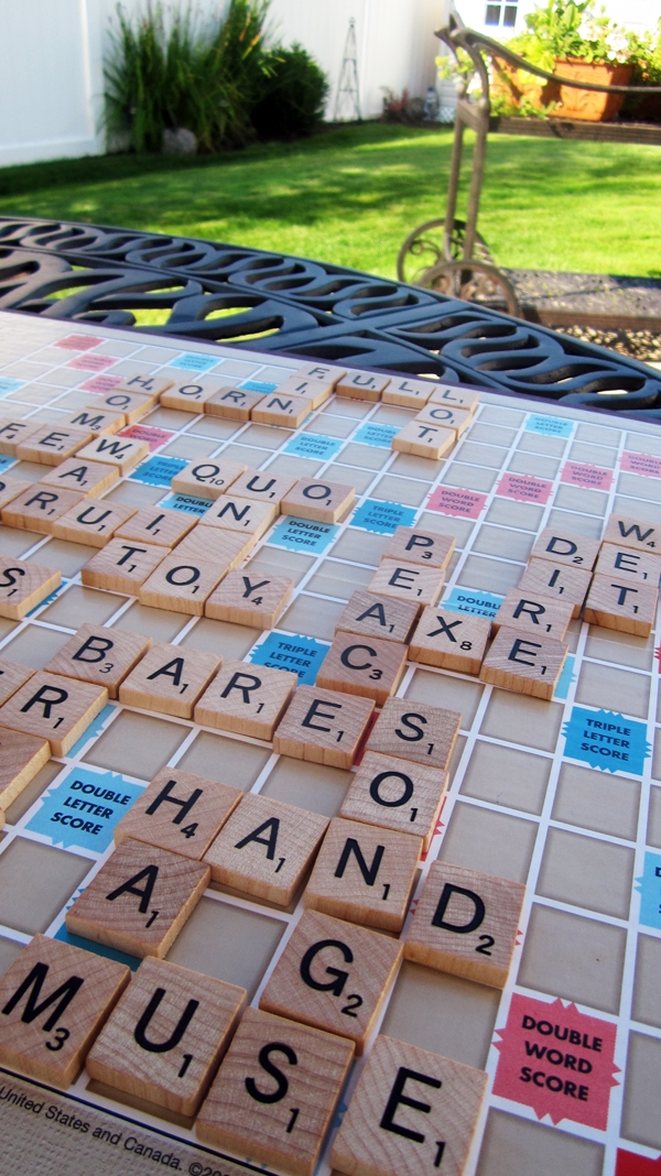 Playing Scrabble in the yard Playing Scrabble in the yard