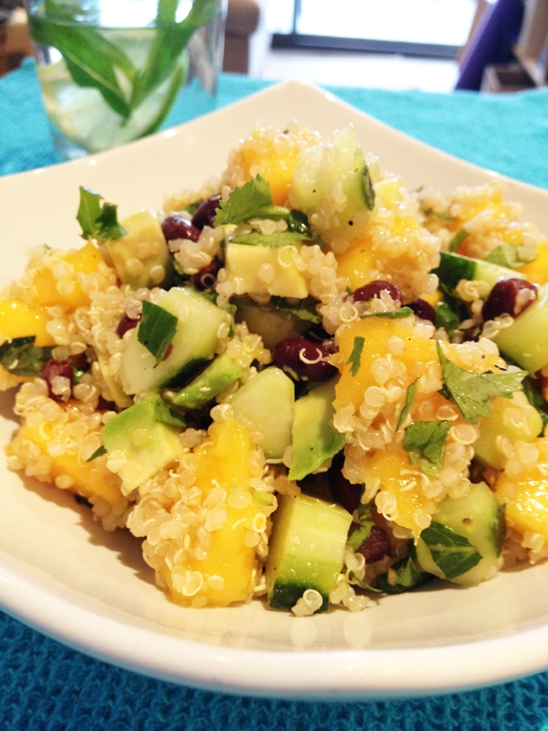 Refreshing Quinoa Salad with Mango, Cucumber, Avocado & Black Beans (Vegan, Gluten-Free)